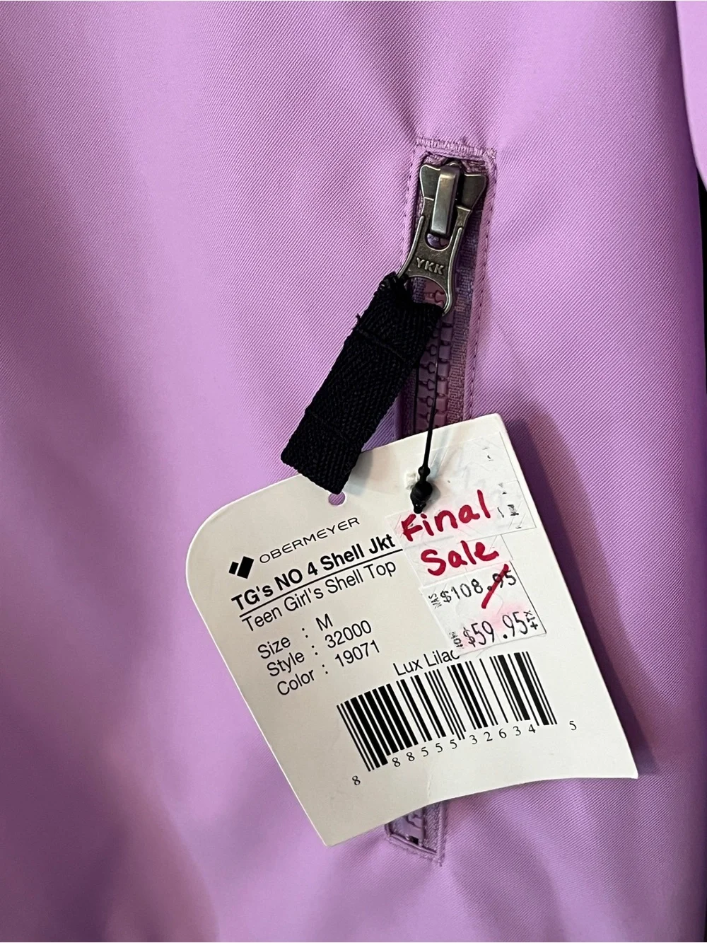 New! Obermeyer No 4 Teen Girl Shell Jacker Lavender Purple Size Medium